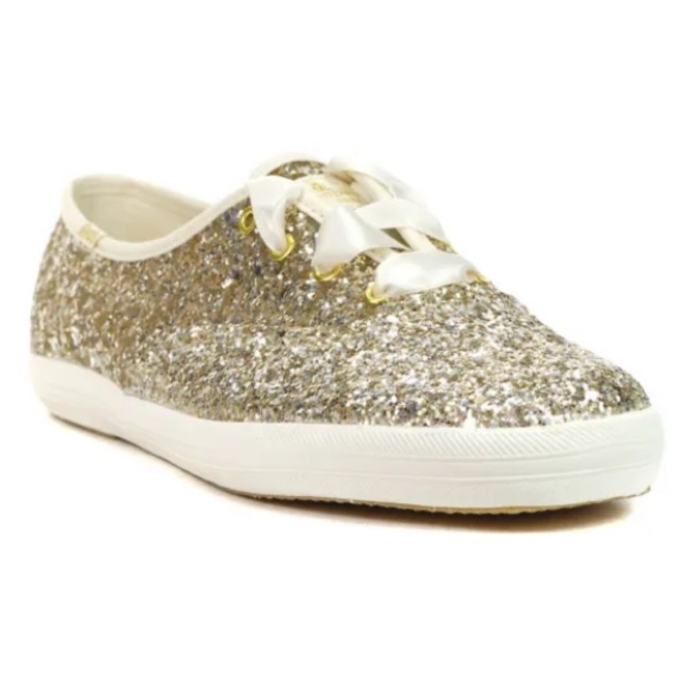 NWT Keds x Kate Spade New York Champion Platinum Gold Glitter Sneakers